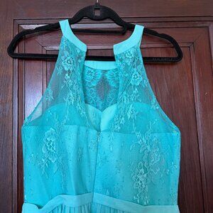 JJ’s House Mint Green Lace Chiffon Maxi Dress Size 14 Bridesmaid Prom